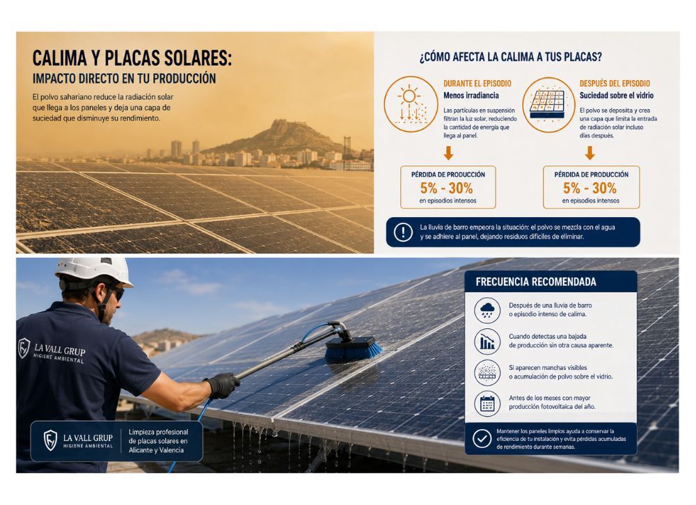 Calima y placas solares